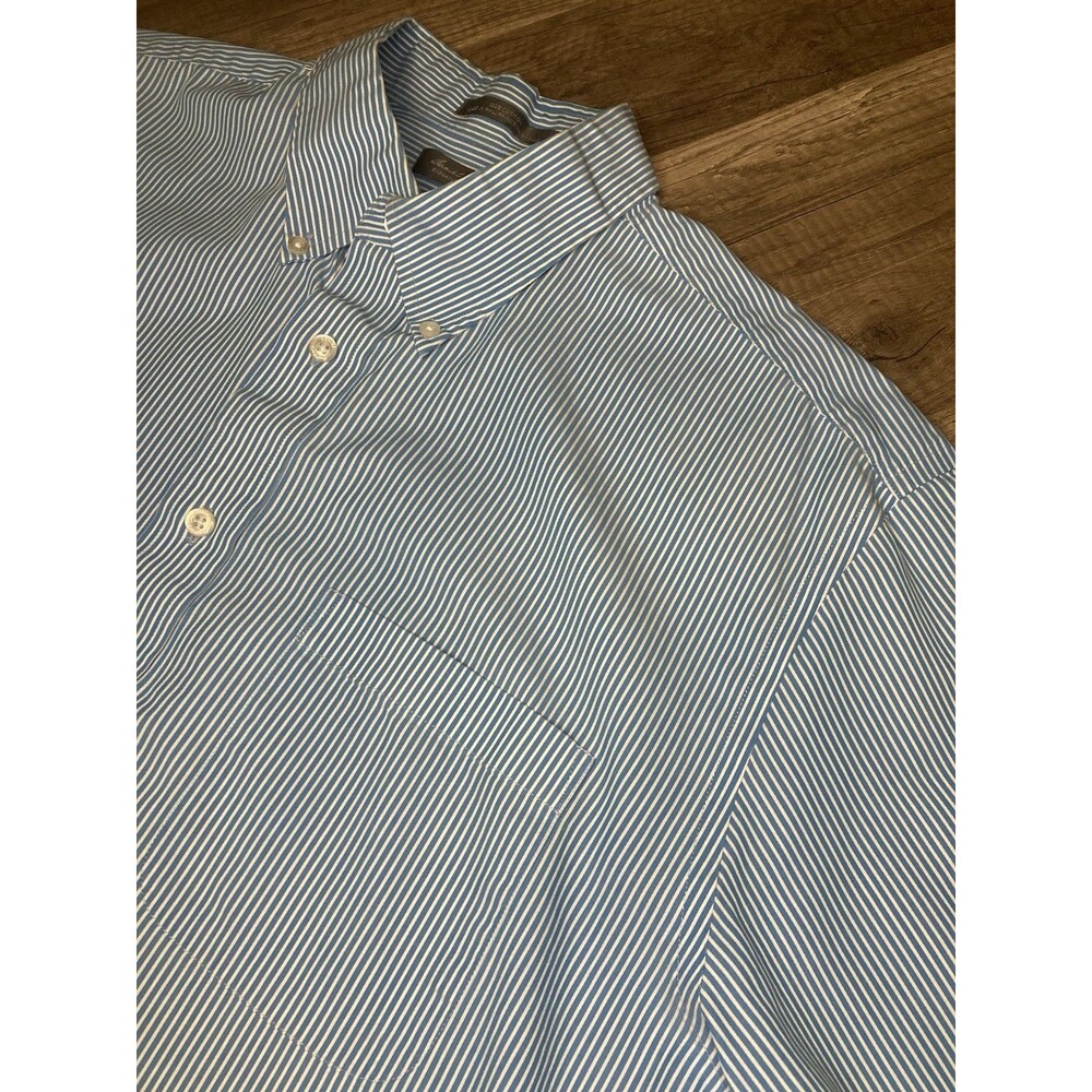 Daniel Cremieux Mens Dress Shirt L Blue White Striped 100% Cotton Button Dapper - Picture 4 of 8